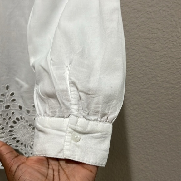 Style & Co Sz XL White Tunic Lace Trim Top Blouse Women Stylish Cut 100% Cotton - Picture 10 of 11